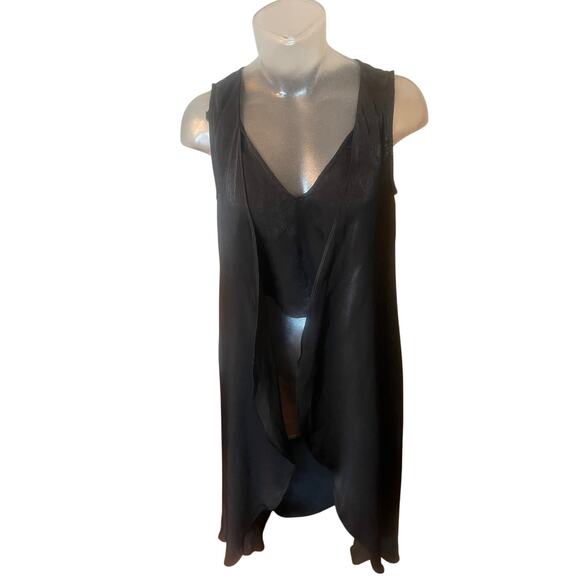 Vintage BEBE Satin Drama Top GOTH FAIRY Long Vest w Crop Top XXS NWT Witchy - Picture 2 of 8